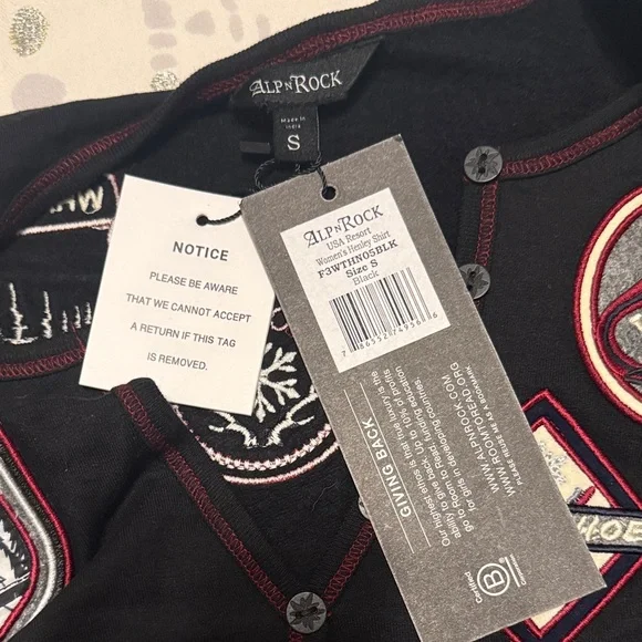 Alp N Rock Black Top with Red Stitching and Patches - Picture 5 of 5